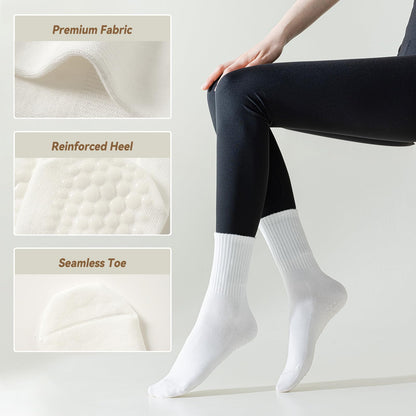 4 Pairs Pilates Socks with Grips for Women, Non Slip Yoga Athletic Ballet Barre Dance Workout Crew Socks