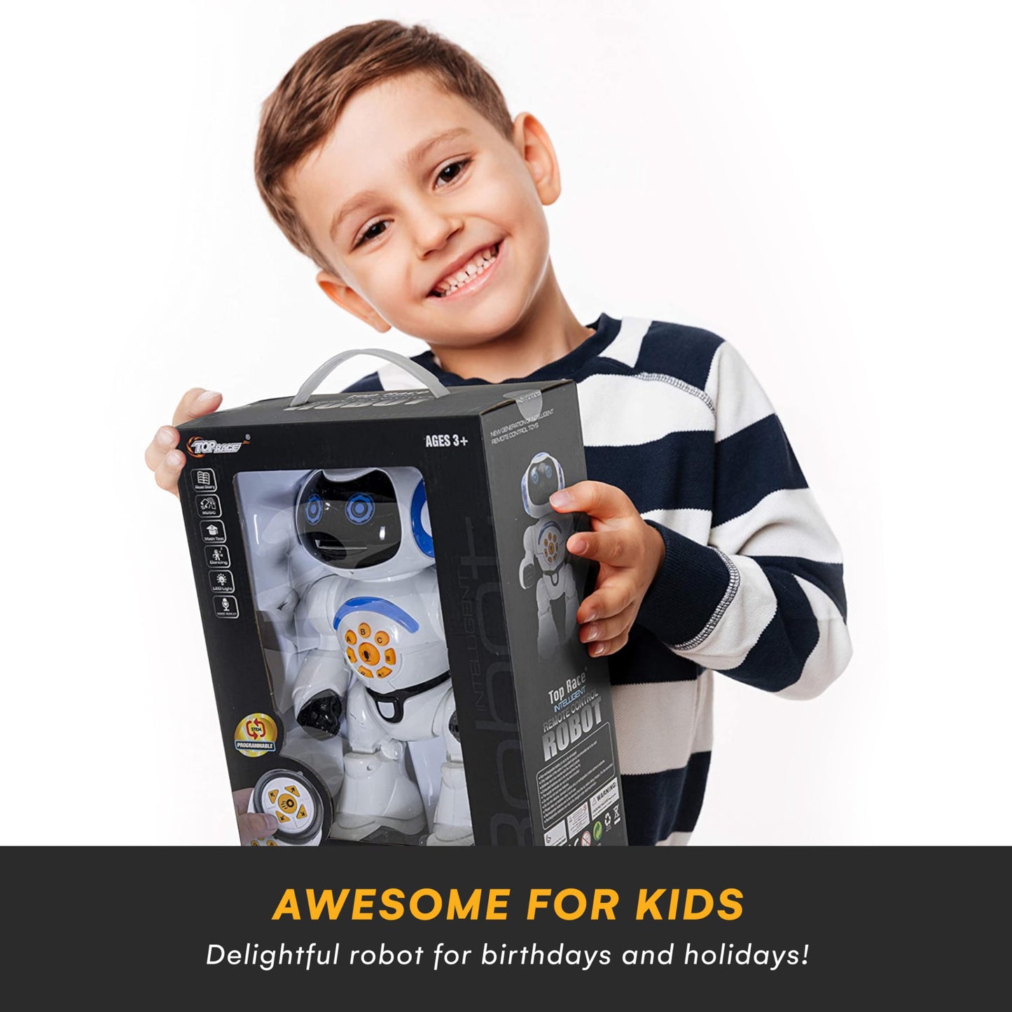 Programmable LED RC Robot Toys - Interactive 12-inch Tall Dancing and Talking Robot for Kids