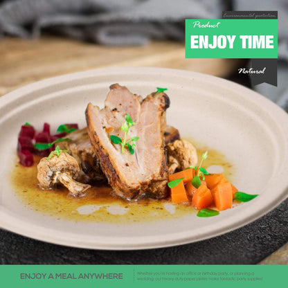 Gezond 350pcs Compostable Paper Plates Set Eco-friendly Heavy-duty Disposable Paper Plates Cutlery Includes Eco-friendly Plate, Forks, Knives, Spoons, Cups and Straws for Wedding Party, 50 Guests