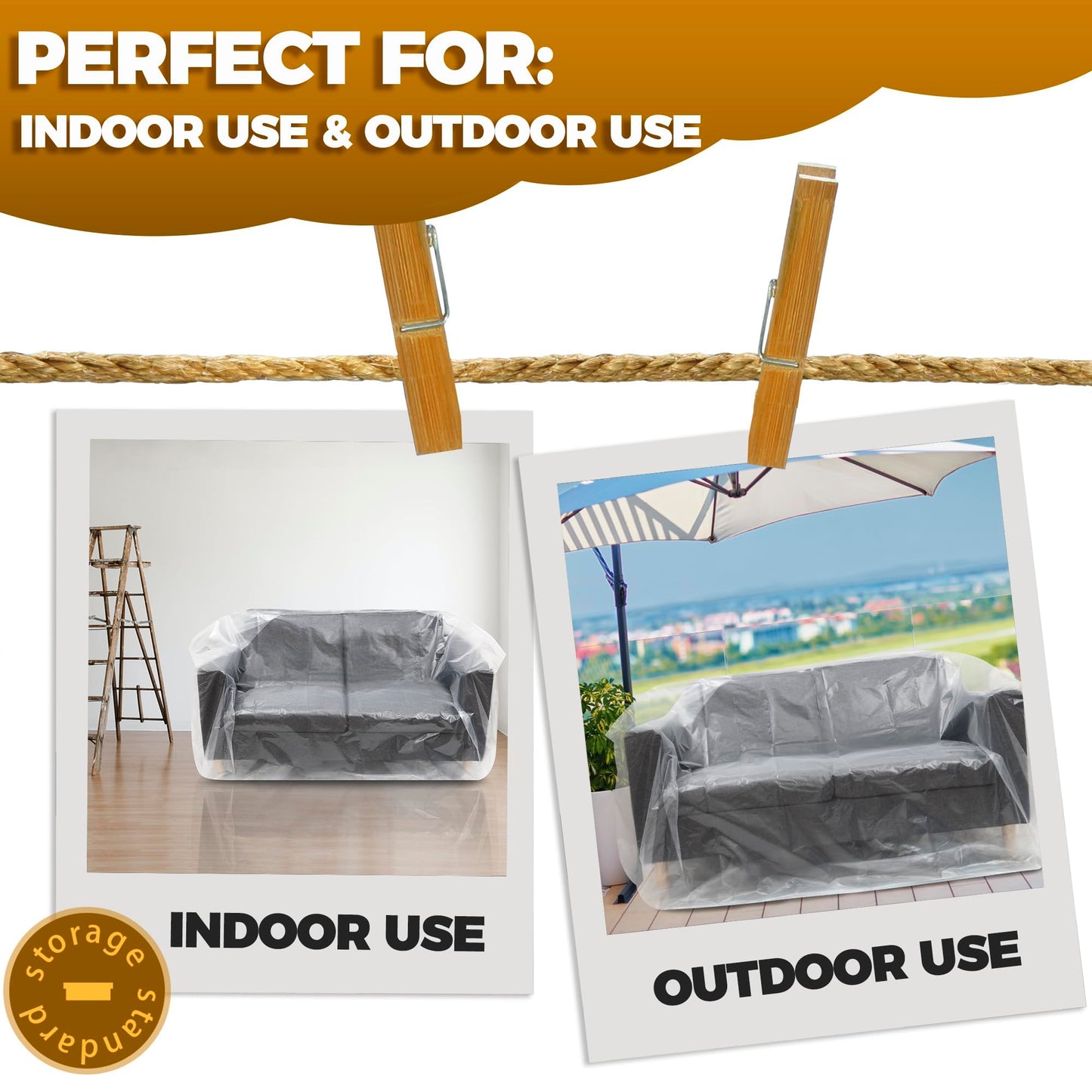 Plastic Furniture Covers for Moving - Heavy-Duty Loveseat Cover for Love Seat, Bench and Large Items, Clear Bags for Renovation, Wrap or Storage - Extra Large Bag Open Size 68 x 42 x 62 Inch