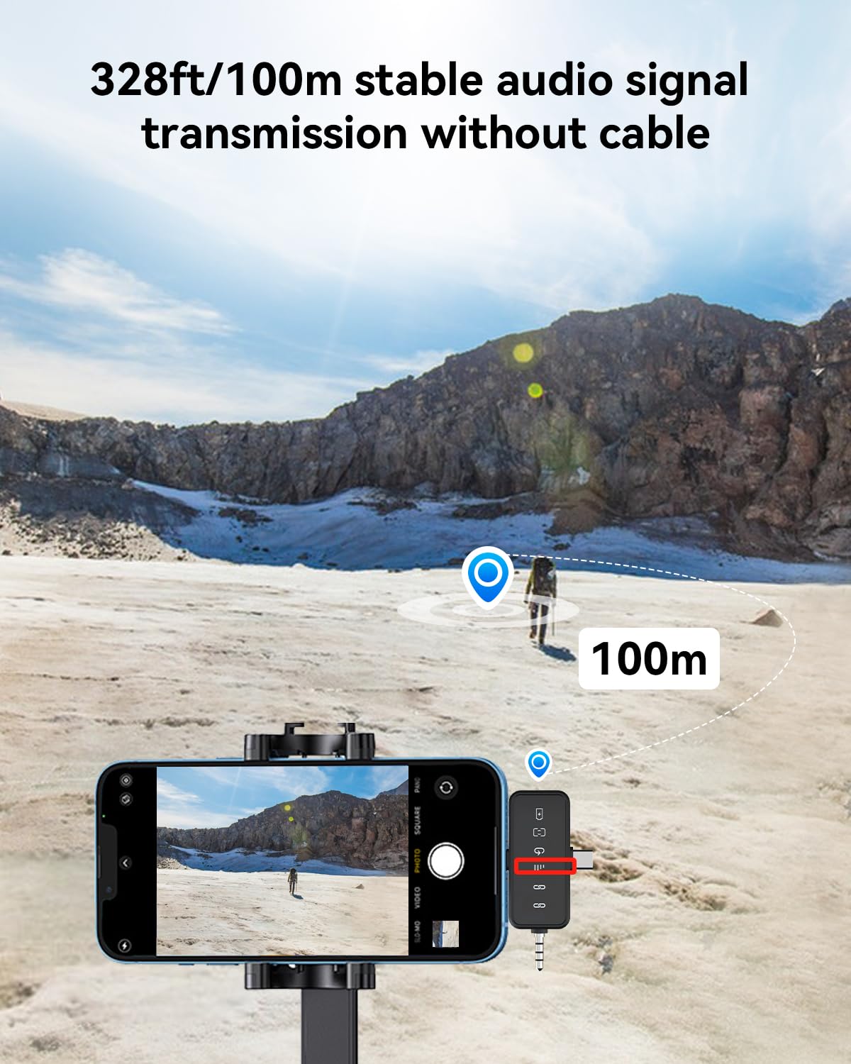 PQRQP 3 in 1 Microphone for iPhone/Android/Camera, Wireless Lavalier Microphone, 328ft Transmission, 18H Battery Life, Mini Microphone for Record Interview, Vlogs, YouTube, Tiktok