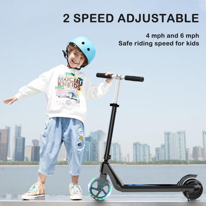 LINGTENG Electric Scooter for Kids Age of 6-9, Kick-Start Boost Scooter with Adjustable Speed and Height, Flash Wheel & Deck Lights