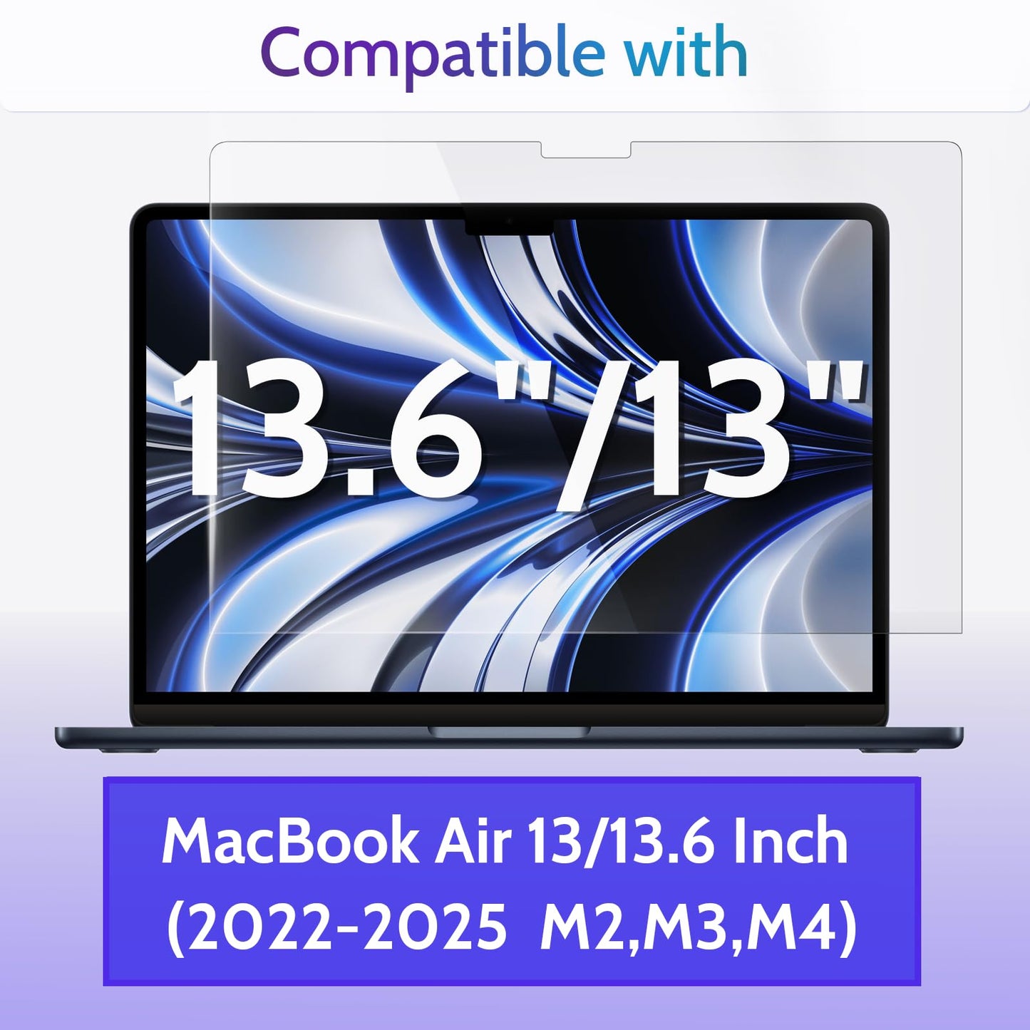 Peslv 3-Pack Anti Blue Light Screen Protector for MacBook Air 13.6/13 Inch (2022-2025, M2 M3 M4 Chip), 13.6inch Mac Laptop Glare Filter Uv Blocker Shield Cover Eye Protection Film