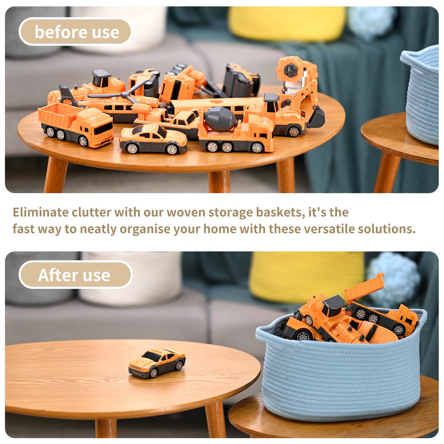 Happyiren Cute Woven Storage Basket with Handle, Baskets for Gifts Empty, Gift Baskets for Birthday Baby Shower Raffle Burr Fundraiser, Decorative Organizer Box for Baby Toy Pet, 13" D x 8" W x 6" H