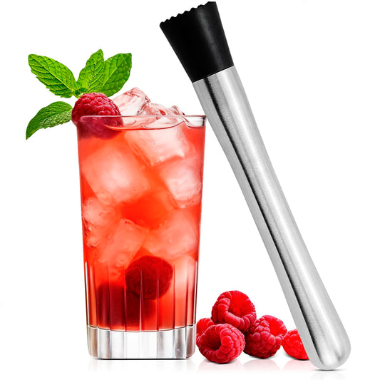 8 Inches Drink Muddler for Cocktails – Stainless Steel Muddler Tool with Textured Head, Lightweight Build – Fruit Smasher for Drinks, Mojitos, Avocado, Herbs, Spices & Ice Crushing Bar Tool for Mixing
