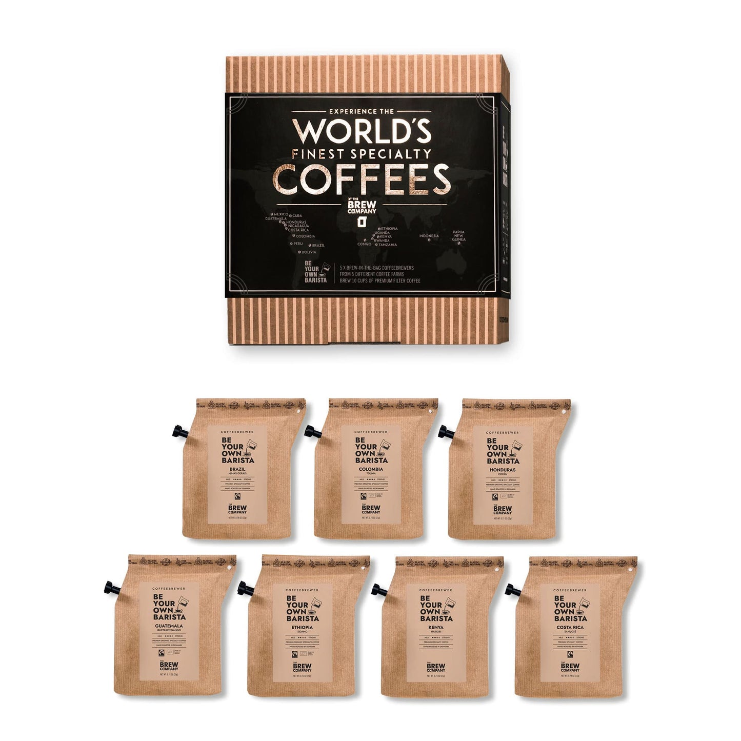 Original Gourmet Coffee Gift Set for Men & Women - 7 World's Finest Single Origin Specialty & Organic Coffees in Innovative Brewers | Sampler Box for Coffee Lover to Brew & Enjoy Anytime, Anywhere