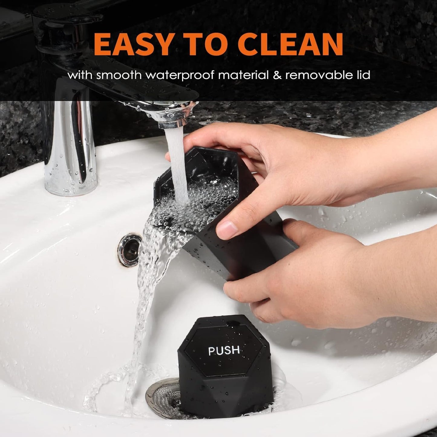 HOTOR Car Trash Can with Lid - 2 Pack, Car Accessories for Interior, Leakproof Vehicle Garbage Can with 30 Attached Trash Bags, Multipurpose Organizers and Storage for Home, Office, Black