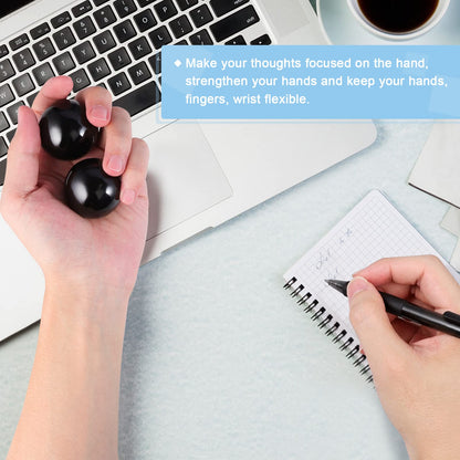 Learay 2PCS Black Obsidian Baoding Balls, Chinese Health Exercise Massage Balls with Carry Pouch for Stress Relief Hand Exercise Balls (Black/1.57 inch)