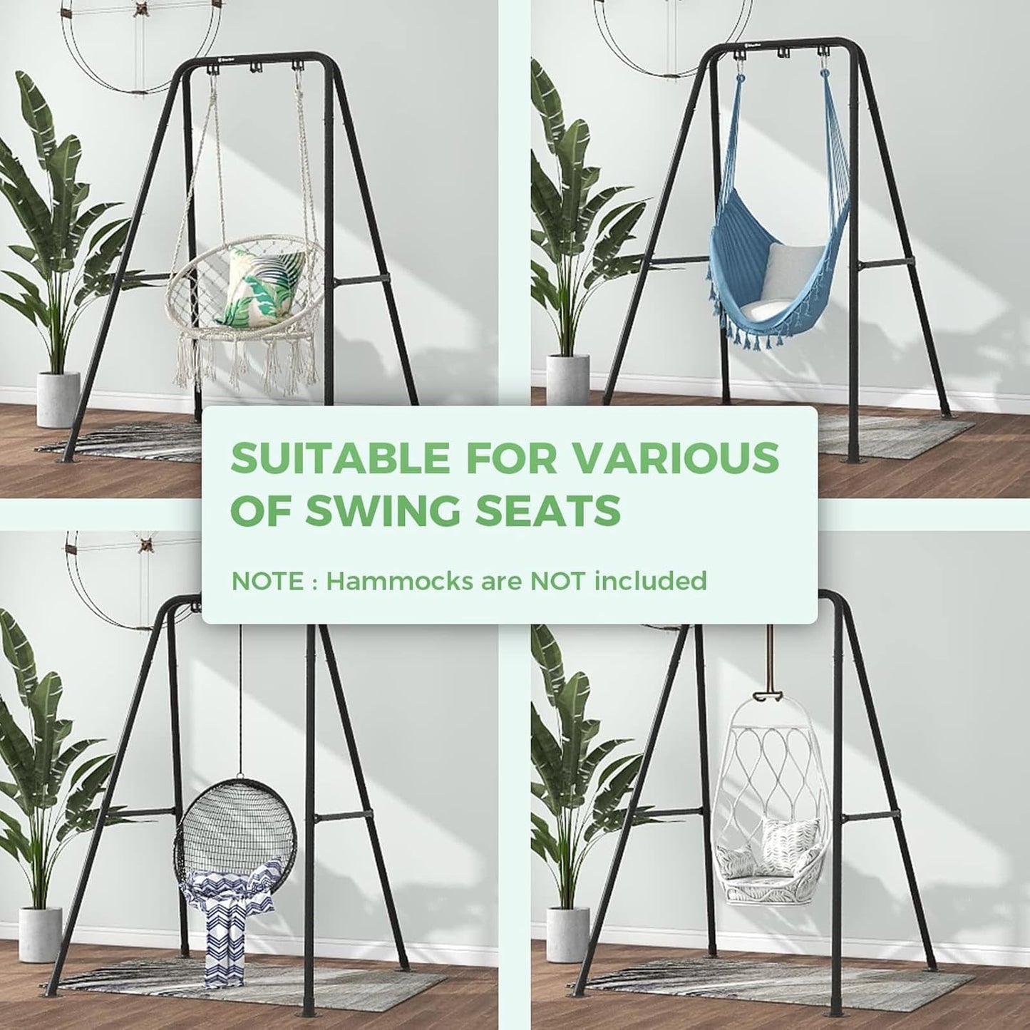 G TALECO GEAR Hammock Chair Stand,Heavy-Duty Steel 300LBS Multi-Use Hammock Stand for Outdoor Indoor, Swing Chair not Include (Black)