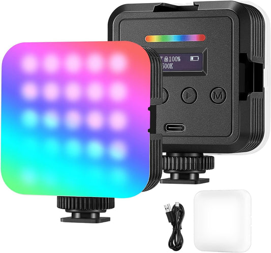 NEEWER Magnetic RGB Camera Light, 360° Full Color RGB61 Small LED Panel Video Light with 3 Cold Shoe Mounts/CRI 97+/20 Scene Modes/2500K-8500K/2000mAh Portable Recording Photography Selfie Lighting