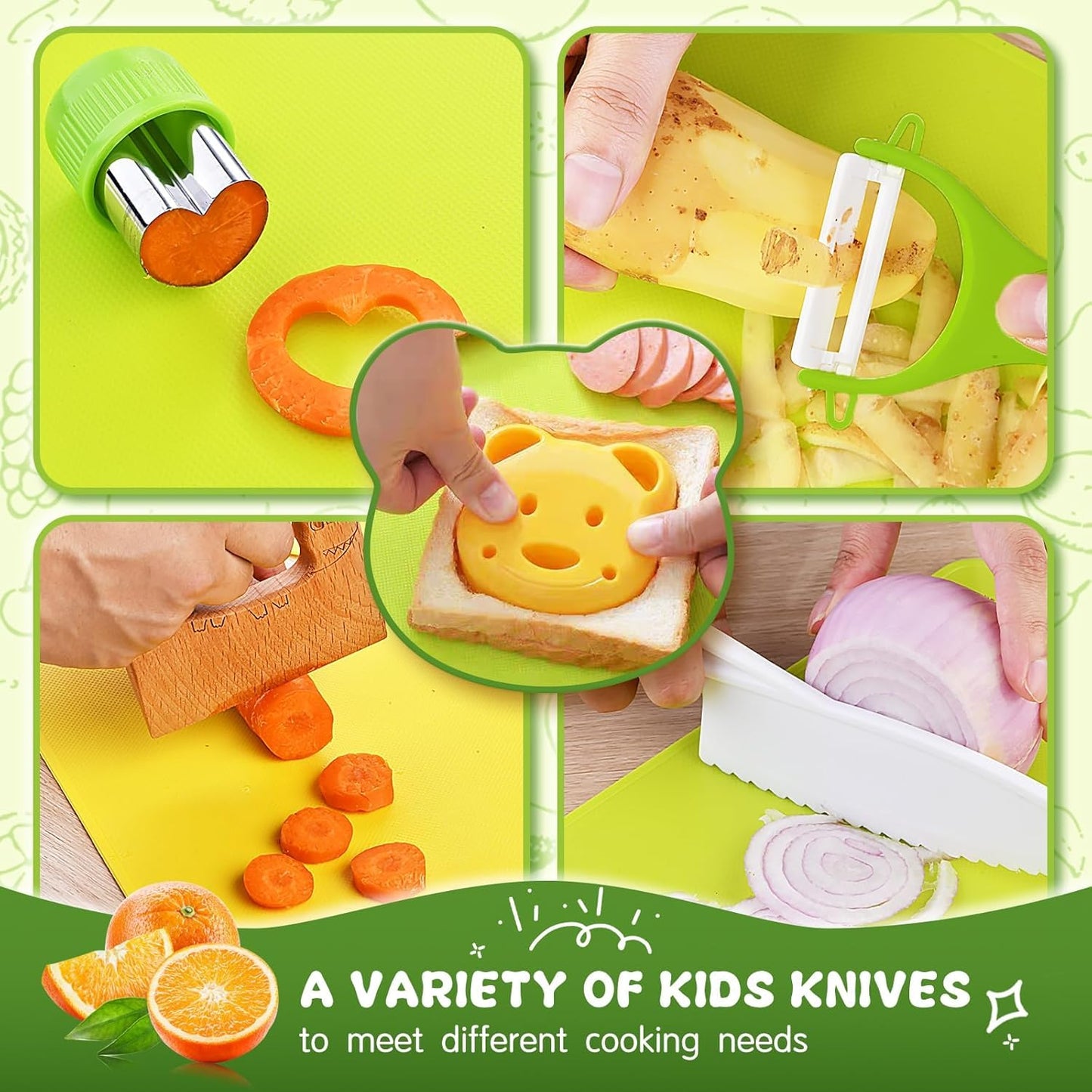 Montessori Kitchen Tools for Toddlers-21PCS Kids Cooking Sets Real-Montessori Cooking Set for Toddlers Kids Chef Set with Children Safe Knives Cutting Set
