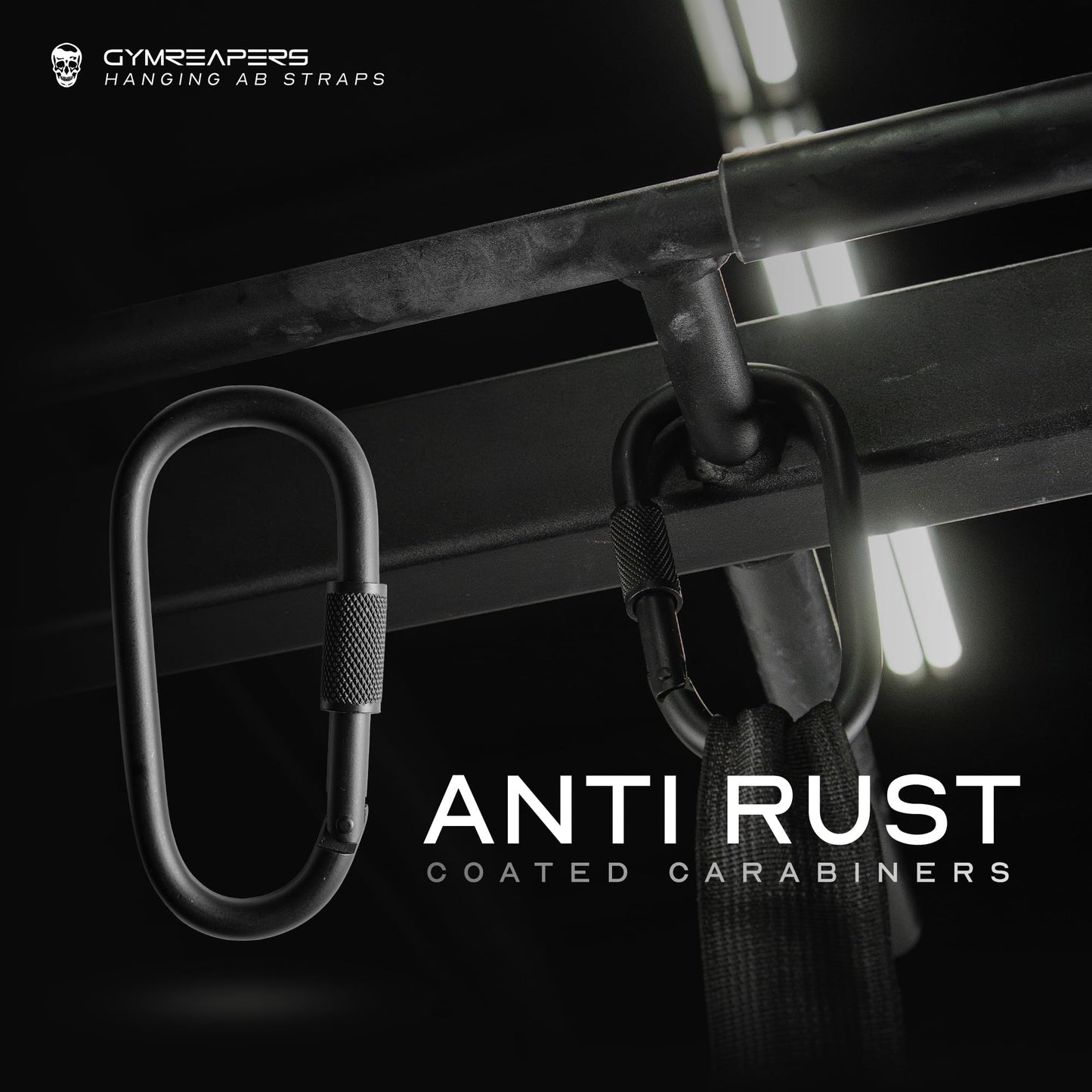 Gymreapers Hanging Ab Straps For Core Strength and Abdominal Training - Padded Adjustable Arm Supports For Bodyweight Exercises (Black)