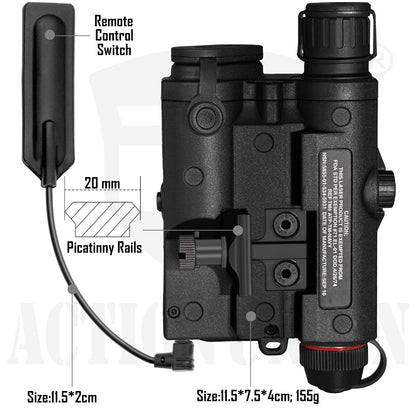ACTIONUNION Airsoft PEQ-15S Pro UHP Visible Blue Laser + IR Laser + White LED Flashlight (Black)
