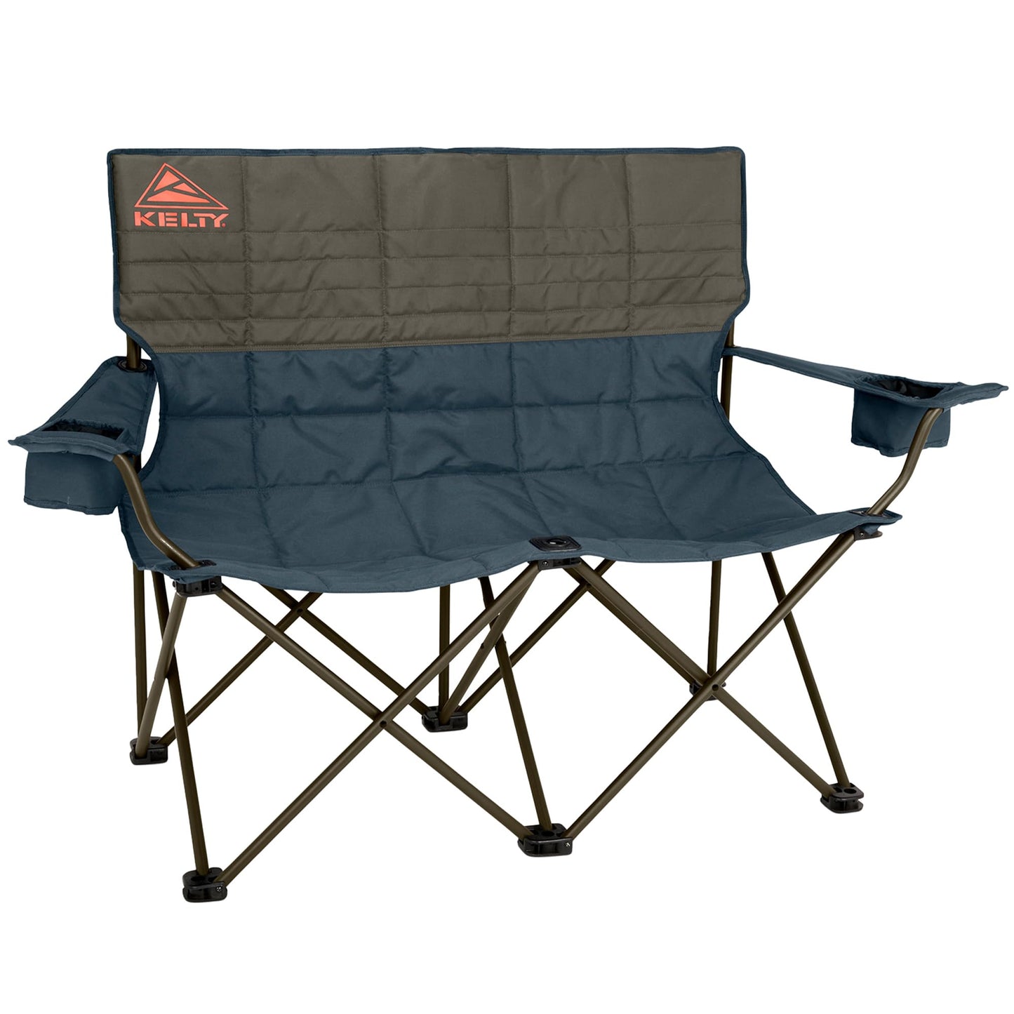 Kelty Loveseat 2-Person Oversized Camping Chair – Folding Heavy Duty Double Camp Seat for Soccer Games, Backyard, Tailgating and Beach Days (Dark Shadow/Navy)