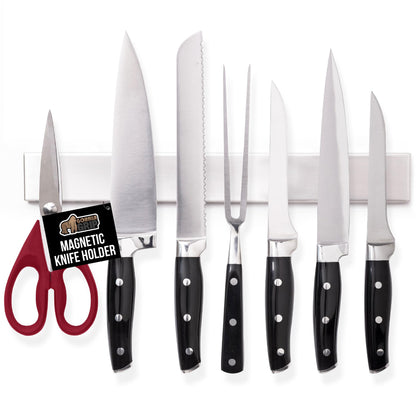GORILLA GRIP Stainless Steel Magnetic Knife Holder for Wall, Multi-Purpose Magnet Bar for Knives, Tools, Art Supplies, Heavy Duty Strip Holds Up to 6 lbs, Kitchen Organizer, Drilling Required, 10 Inch