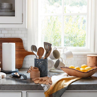 10 Piece Measuring Cups and Measuring Spoons Set, Handcrafted Wood Measuring Cups with Tablespoon Teaspoon Measuring spoons for Dry Ingredients, Natural Wooden Measuring Set for Cooking Baking