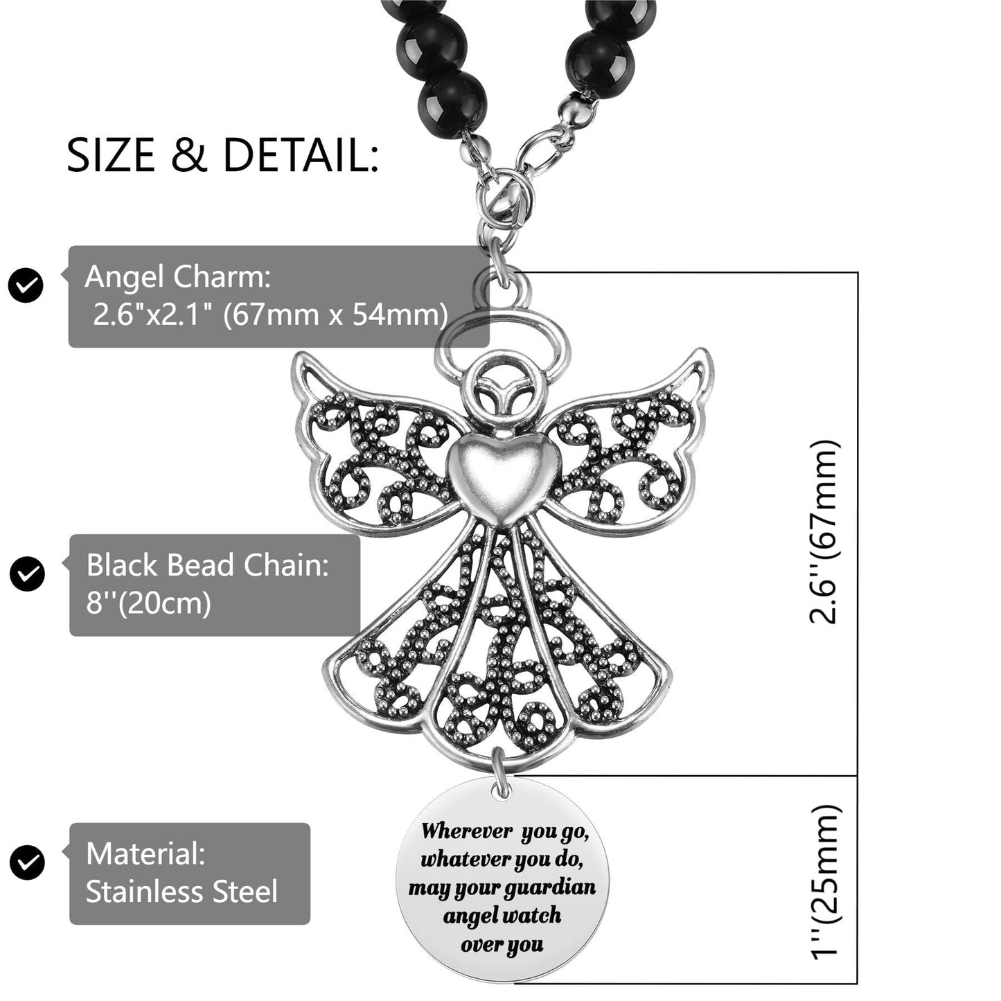 Angel Car Charm, Wherever You Go Whatever You Do May Your Guardian Angel Watch Over You, Rear View Mirror Car Charm, Car Mirror Hanger, New Driver Guardian Angel Gift for Grads