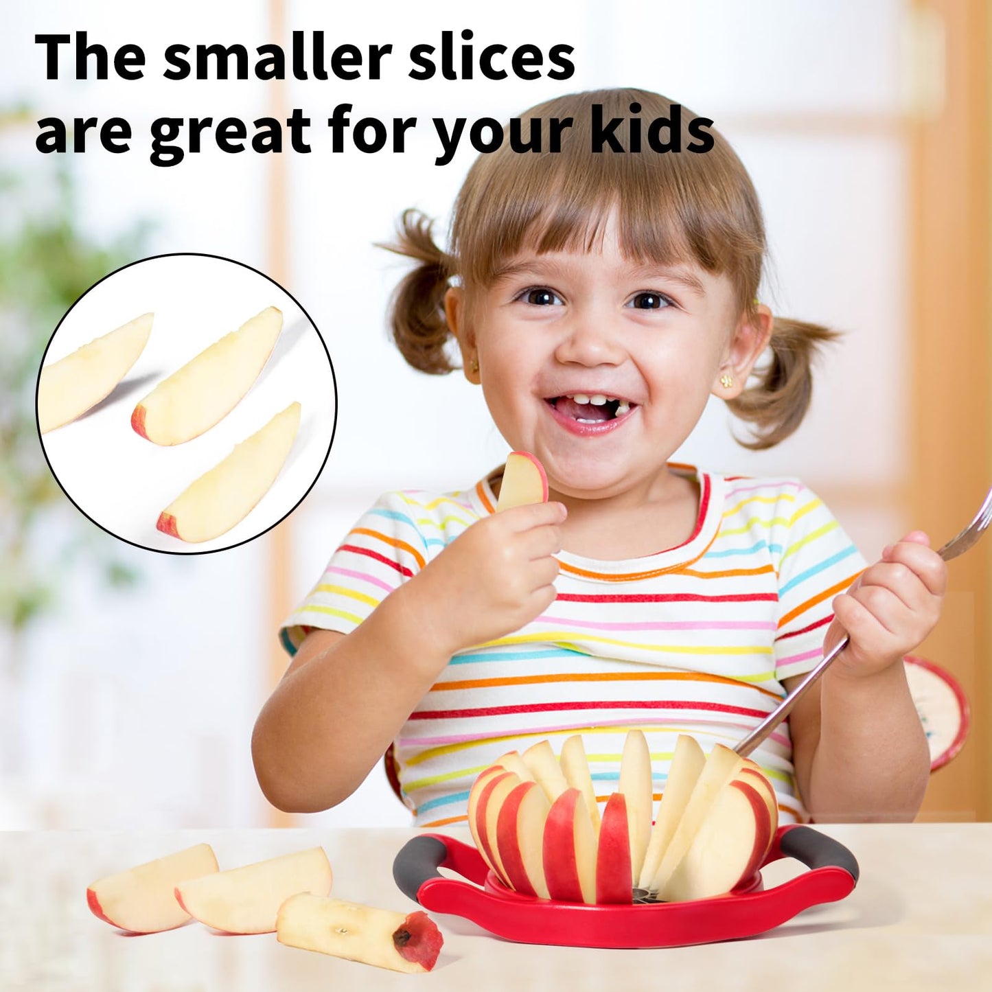 Newness 5.12 Inch Extra Large Apple Slicer, 16-Slices Heavy Duty Apple Cutter, Durable Apple Corer, Stainless Steel Apple Slicer and Corer - for Apple, Potato, Onion and More, Red