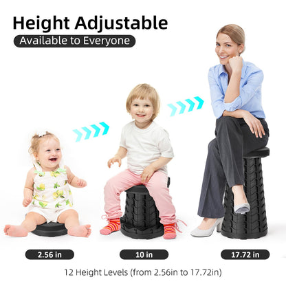 Qiguet Collapsible Stool, Folding Chair - Upgraded Portable Chair with Load Capacity 400lbs, Portable Stool for Camping Fishing Hiking - Folding Tool with Carrying Straps,Gifts for Fisherman (Black)