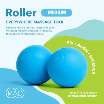 RAD Original Peanut Massage Ball – Medium Density Yoga Deep Tissue Roller Ball – Myofascial Release for Back, Neck, Feet, Psoas & Spine – Suboccipital & Thoracic Trigger Point Therapy