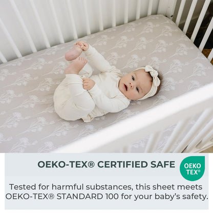 Pobibaby - 2 Pack Premium Pack N Play Sheets Fitted for Standard Pack and Plays and Mini Cribs - Ultra-Soft Jersey Knit, Stylish Floral Pattern, Safe and Snug for Baby (Wildflower)