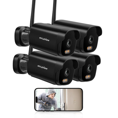 LaView 4K Outdoor Security Cameras,8MP HD Cameras for Home Security with AI Human Detection,IP65 Waterproof,2-Way Talk,Clear Night Vision,2.4G WiFi,SD Card Slot&US Cloud Storage,Work with Alexa(4pcs)