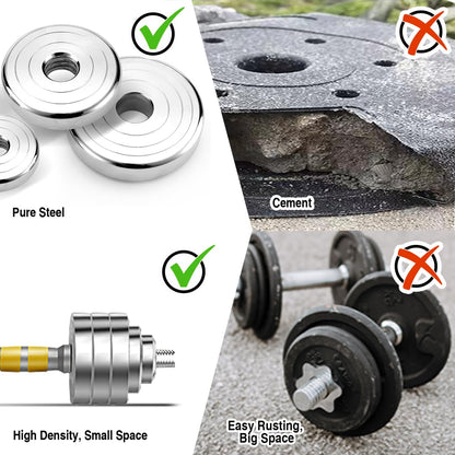 PHOEROS Adjustable Dumbbell Set - 44/66/88 LBS weights set, Dumbbell Barbell 3 in 1, Steel Dumbbells Pair with Connecting Rod for Adults Women Men Fitness Workout, Home Gym Exercise Training Equipment (22lbs)