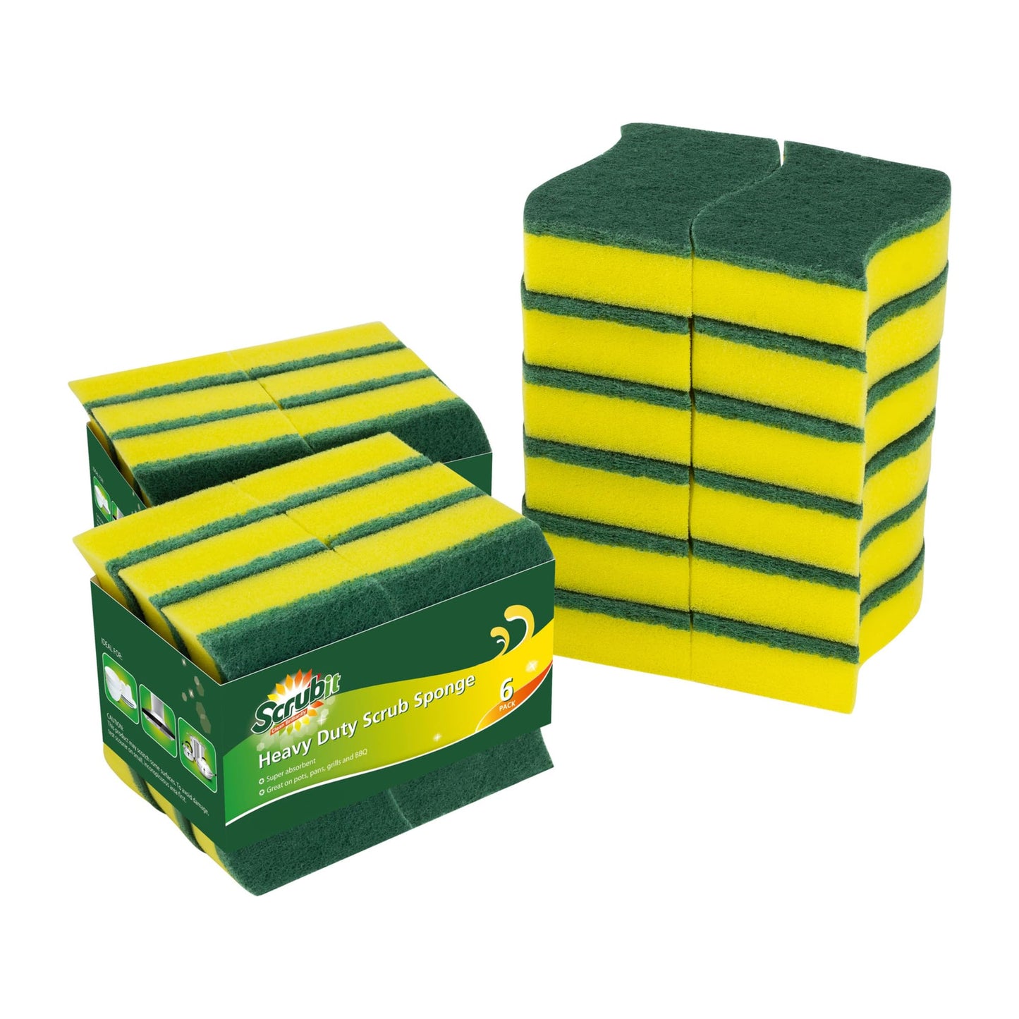 (24 Pack) Heavy Duty Scrub Sponges by SCRUBIT – Kitchen Dish, Sink and Bathroom Cleaning Scrubber Sponge - with Non-Smell Scouring Pad [New Packaging]