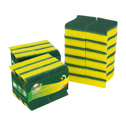 (24 Pack) Heavy Duty Scrub Sponges by SCRUBIT – Kitchen Dish, Sink and Bathroom Cleaning Scrubber Sponge - with Non-Smell Scouring Pad [New Packaging]