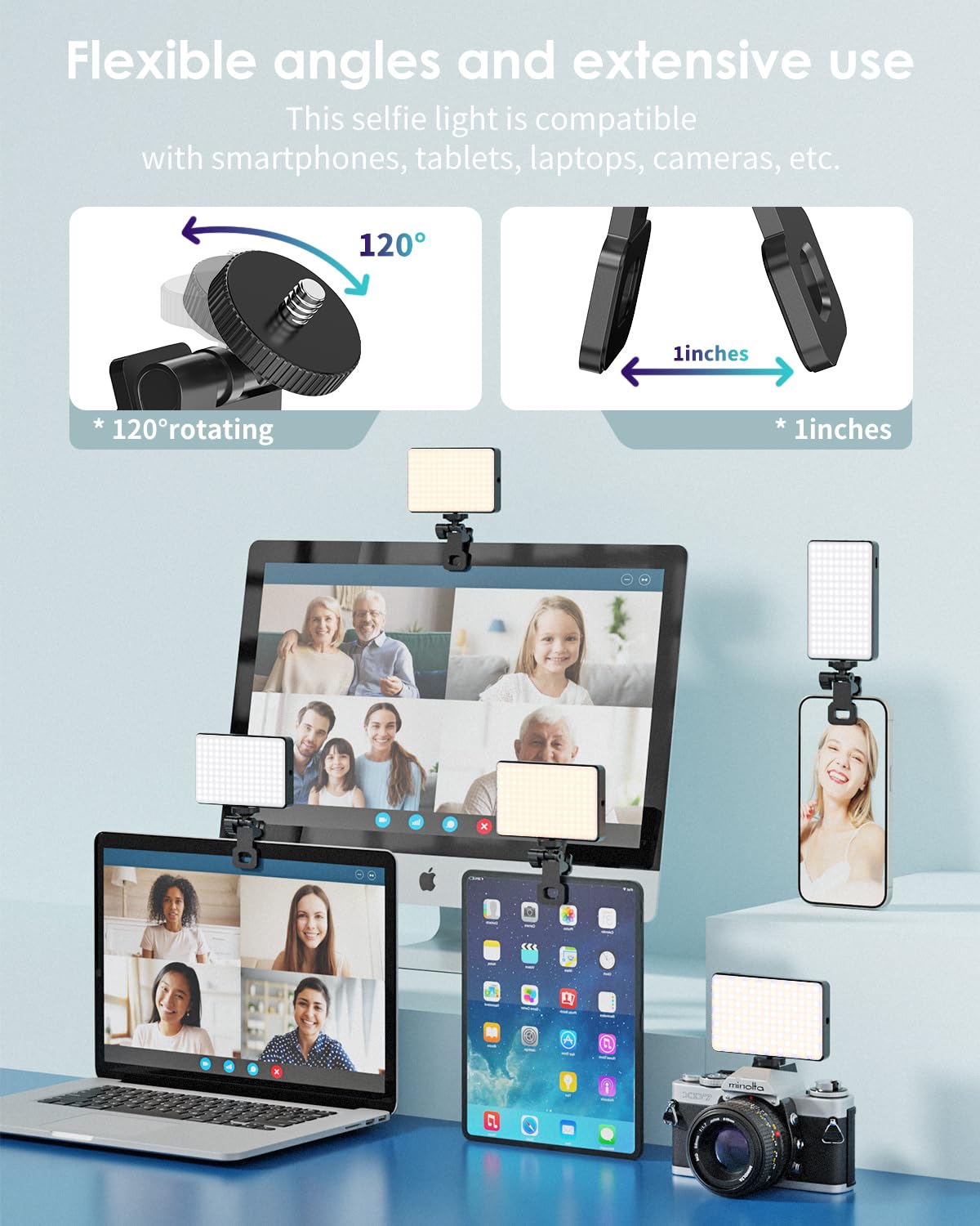 150 LED Phone Light, Selfie Light for iPhone/Phone/iPad/Camera, 5500Mah Rechargeable Portable Lights, 3 Lighting Adjustment Modes, Selfie Lights for Photography/TikTok/Vlog/Video