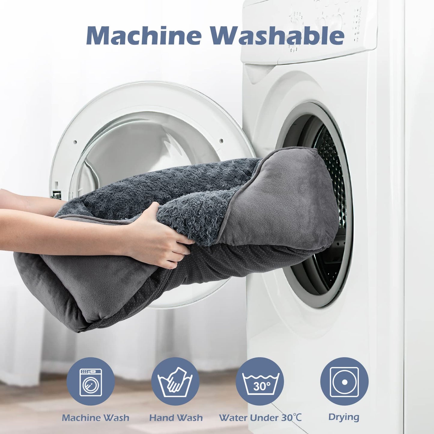 INVENHO Dog Bed for Large Medium Small Dogs, Rectangle Washable Orthopedic Dog Bed, Soft Calming Sleeping Puppy Bed Durable Pet Cuddler with Anti-Slip Bottom S(20"x19"x6")