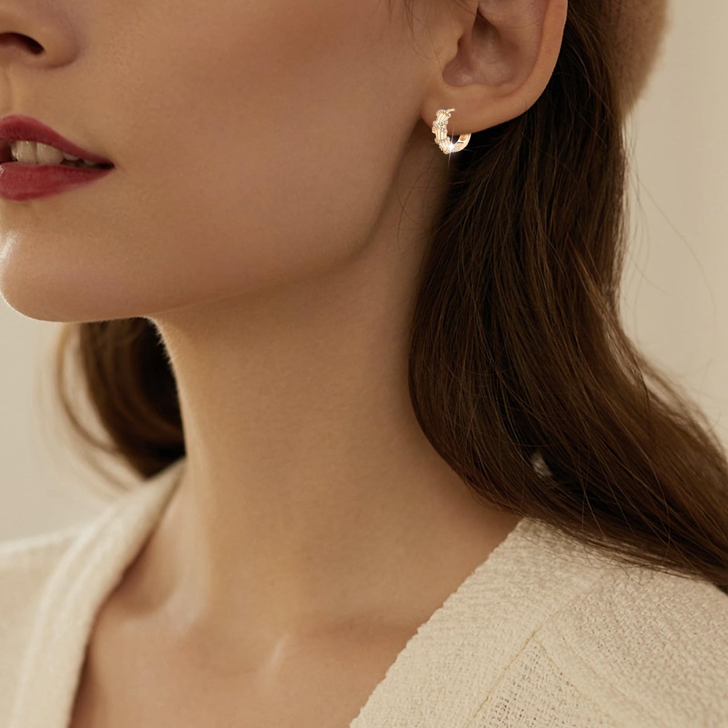 18K Crystal Heart Hoop Earrings for Women with Locket Design, White Crystal Cubic Zirconia Dangling Earrings Fine Jewelry Gifts for Her