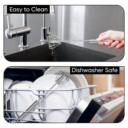 Newness Stainless Steel Whisk Blender for Home - Versatile Tool for Egg Beater, Milk Frother, Hand Push Mixer Stirrer - Kitchen Utensil for Blending, Whisking, Beating & Stirring