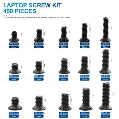 NINDEJIN Laptop Computer Screw Kit, M2 M2.5 M3 Countersunk Flat Head Phillips Mini Screws Set, Replacement Part Electronic Repair Accessories