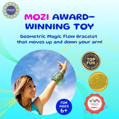 Mozi Geometric Magic Flow Bracelet - Easy to Use - 3D Bracelet Spiral Toy, Spinning Bracelet Spiral for Children and Adults (Iridescent)
