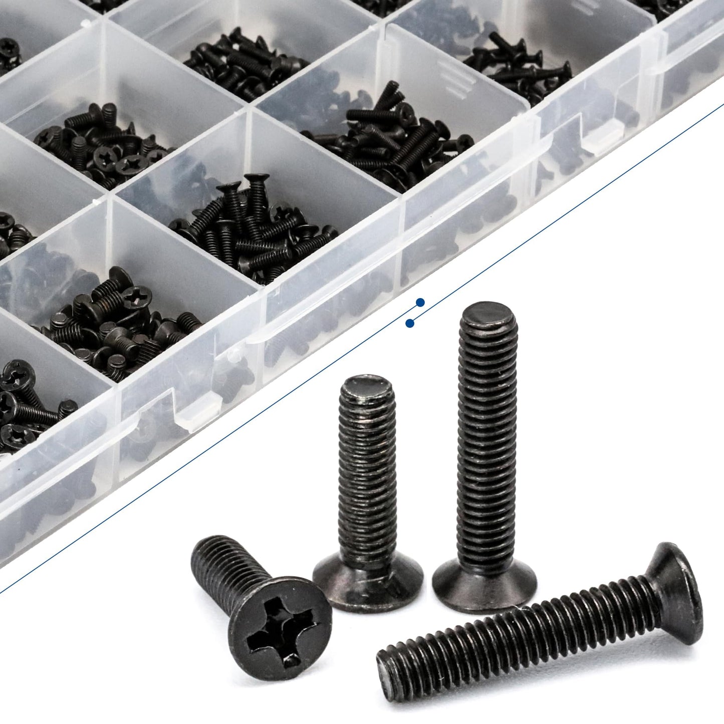 NINDEJIN 720pcs Laptop Notebook Computer Carbon Steel Screws Kit Set, Flat Head Phillips Screw Assortments, M1.4/1.7/2/2.5/3 Countersunk ssd Screws Accessories for SSD Toshiba DELL Sony Samsung