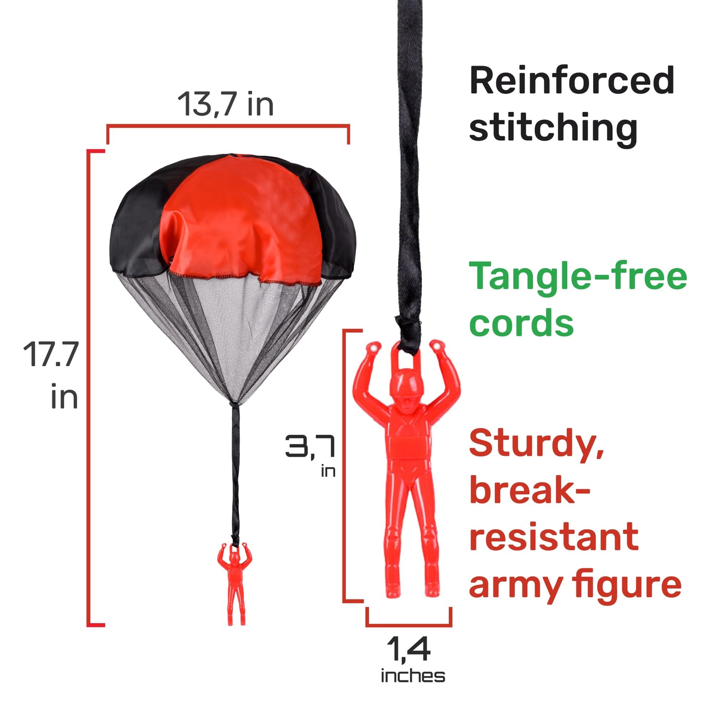 NUTTY TOYS Parachute Toys for Kids - Tangle Free Outdoor Flying Parachute Men, Top Indoor & Outside, 3 4 5 6 7 8 9 10 11 12 Year Old, Best Christmas Stocking Stuffers Idea 2025 Unique Boy & Girl Gifts