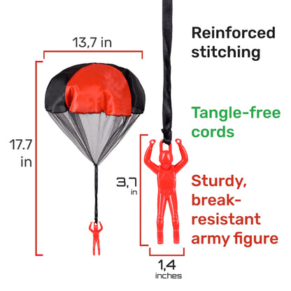 NUTTY TOYS Parachute Toys for Kids - Tangle Free Outdoor Flying Parachute Men, Top Indoor & Outside, 3 4 5 6 7 8 9 10 11 12 Year Old, Best Christmas Stocking Stuffers Idea 2025 Unique Boy & Girl Gifts