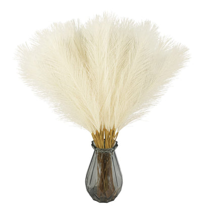 obbsie 50PCS Faux Pampas Grass, 21.6" Short Artificial Pompous Grass Floral Fake Pompas Grass Branches Vase Filler Flower Arrangement for Home Wedding Boho Decor, Beige