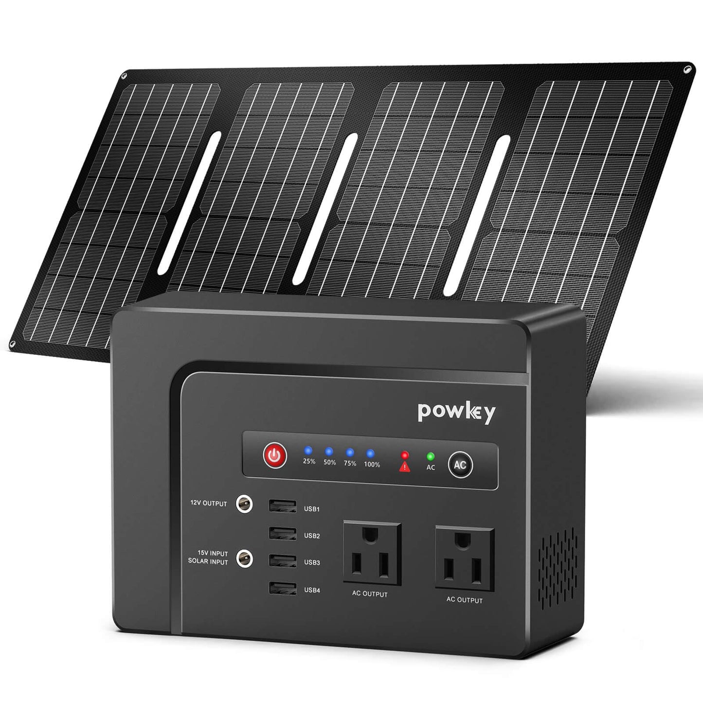 Powkey Solar Generator with Panel,200W Portable Power Station with Solar Panel 40W, 110V Pure Sine Wave DC/USB/AC Outlet Electric Generator Battery Backup for Outdoor Camping Emergency Home