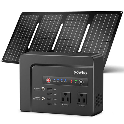 Powkey Solar Generator with Panel,200W Portable Power Station with Solar Panel 40W, 110V Pure Sine Wave DC/USB/AC Outlet Electric Generator Battery Backup for Outdoor Camping Emergency Home