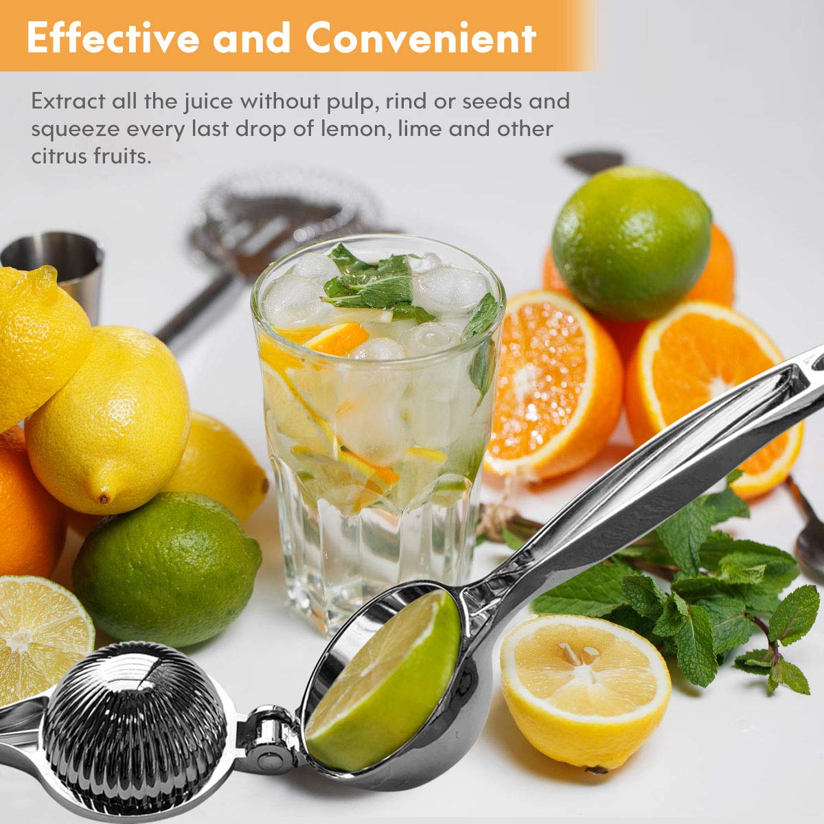 Monkkino Lemon Squeezer, Lemon Squeezer Juicer, Citrus Juicer Handheld, Metal Lemon Hand Press, Lime Squeezer Bar Tool, Manual Citrus Press w/Stainless Steel Zester