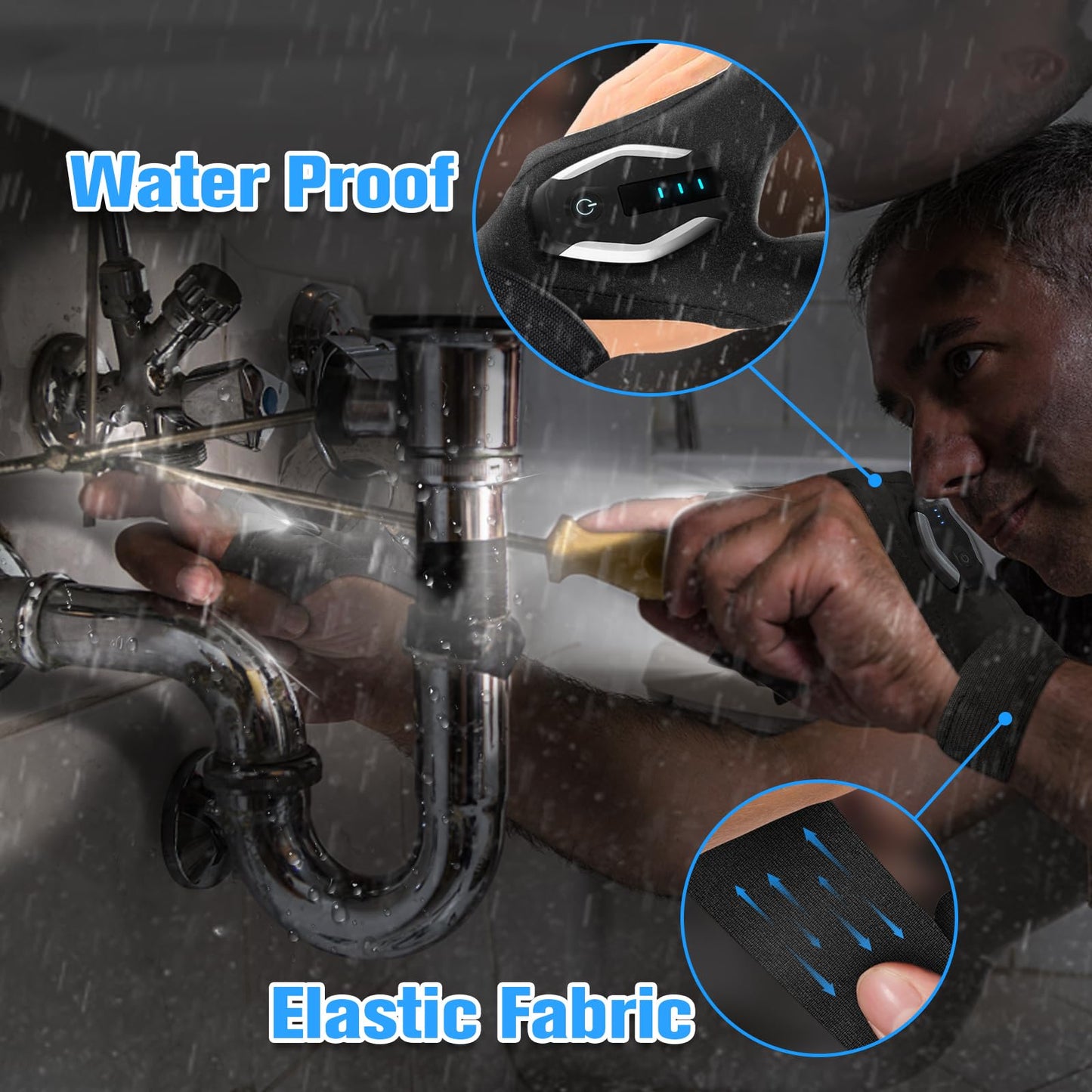 Gifts for Men, LED Flashlight Gloves, Anniversary Birthday Gifts for Men Dad Husband Him Boyfriend Husband, Camping Essentials Cool Gadgets Tools for Fishing Repairing