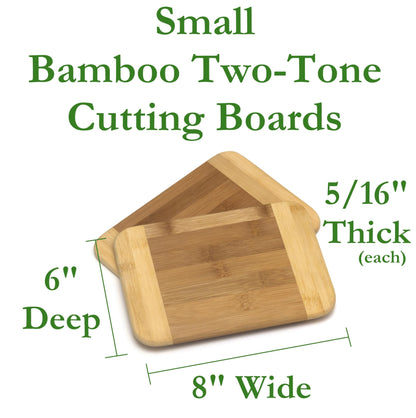 Lipper International Bamboo Wood Two-Tone Kitchen Cutting and Serving Board, Small, 8" x 6" x 5/16", Set of 2