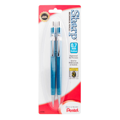 Pentel P207BP2K6 Sharp Mechanical Drafting Pencil, 0.7 mm, Blue Barrel, 2/Pack