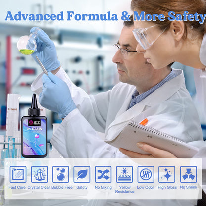 LET'S RESIN UV Resin,200g Low Viscosity Crystal Clear Ultraviolet Thin Epoxy Resin, Quick-Curing&Low Shrinkage UV Glue Kit for Crafts, Jewelry Making, Casting