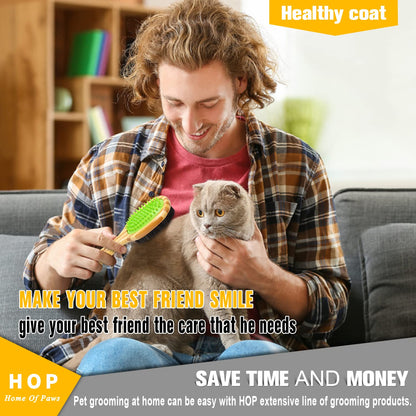 HOP Home of Paws Short Hair Dog Brush for Detangling and Shedding Coats, Silicone Pet Brushing Comb, Massage, Blood Circulation, Gentle on Sensitive Skin, Gift for Dog Lovers