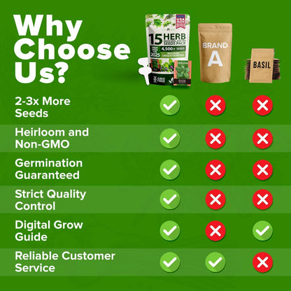 HOME GROWN 15 Herb Seeds for Planting 4,500+ Non-GMO Heirloom Seeds | Extra Large Variety Pack Herb Kit – Indoor Outdoor & Hydroponic | Culinary Seed Set | Grow Your Own Herbs | Gardening Gift