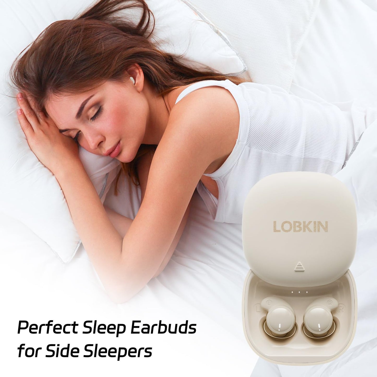 LOBKIN Sleep Headphones,Wireless Bluetooth 5.4 Noise Blocking Sleeping Headphones,Sleep Earbuds for Side Sleepers in-Ear Soft Mini Invisible Buds for Sleeping Working