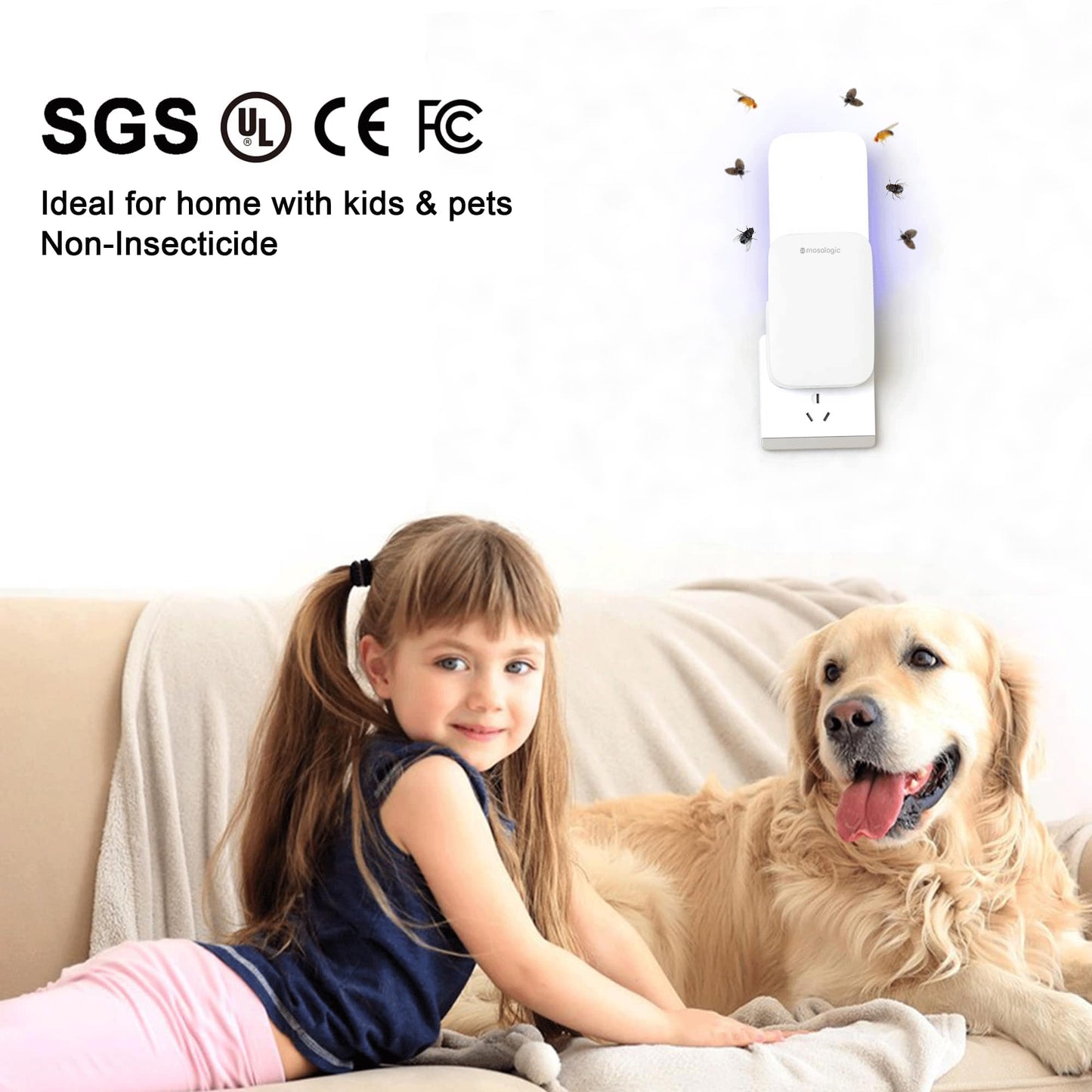 Mosalogic Fruit Fly Traps for House Use Gnat Trap Flying Insect Trapper Plug-in Mosquito Killer Indoor Gnat Moth Catcher Fly Tapper with Night Light UV Attractant Catcher for Home Office White-1PACK